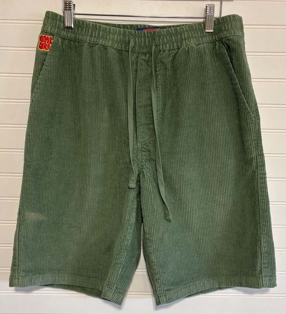 Empyre Elastic Waist Green Corduroy Skate Shorts